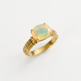 Gold Opal Ring - Tribal Opal Ring - Gold Bohemian Ring
