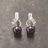 Antique Black Pearl Earrings - Genuine Black Pearl Studs - Long Black Pearl Earrings