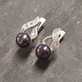 Antique Black Pearl Earrings - Genuine Black Pearl Studs - Long Black Pearl Earrings