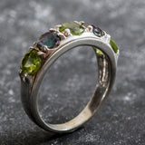 Wide Multistone Band - Mystic Topaz Ring - Green Peridot Ring