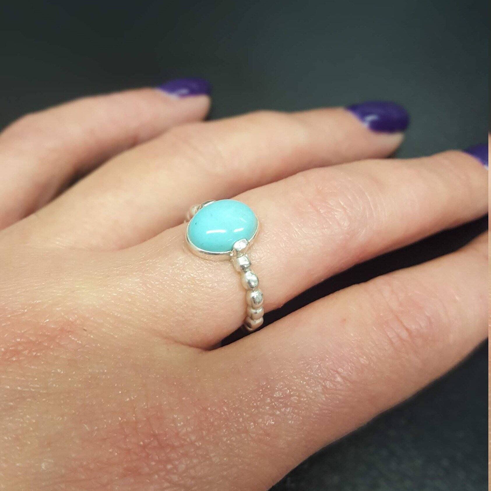 Turquoise Ring, Natural Turquoise Ring, Blue Promise Ring, December Birthstone, Vintage Rings, December Ring, Solid Silver Ring, Turquoise