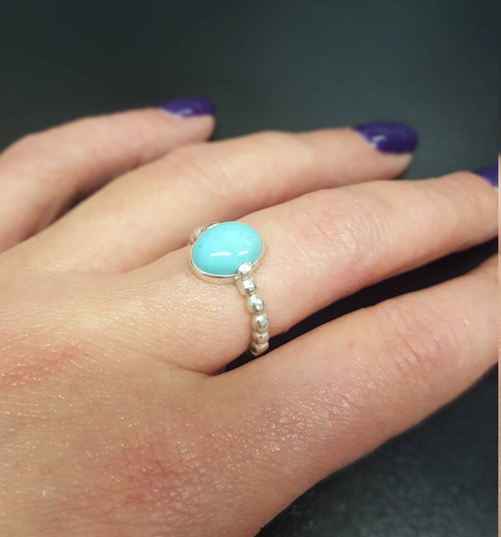 Turquoise Ring, Natural Turquoise Ring, Blue Promise Ring, December Birthstone, Vintage Rings, December Ring, Solid Silver Ring, Turquoise