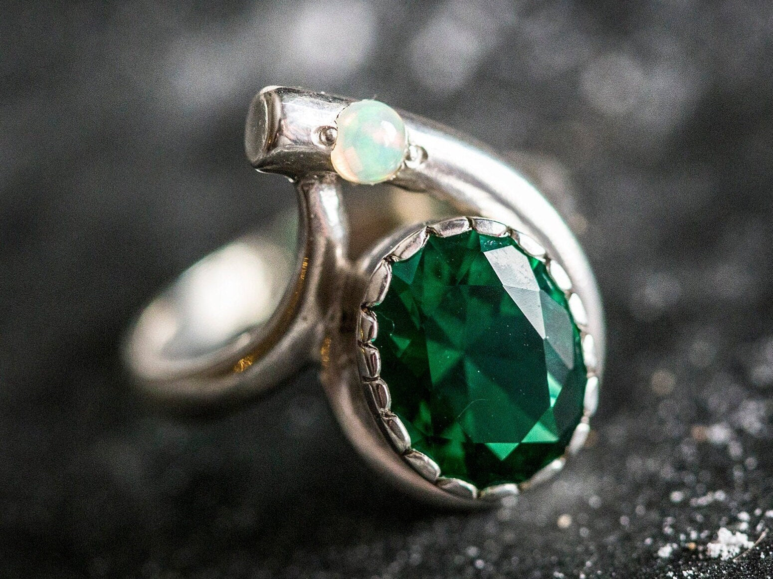 Created Emerald Ring made in 925 Sterling Silver with Oval Created Green Emerald in Prong setting, May Birthstone gift idea, symbolizes, ideal for everyday wear and perfect for birthday gifting and special occasions.