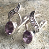 Amethyst Vintage Earrings - Natural Amethyst Earrings - Purple Gemstone Earrings