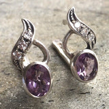 Amethyst Vintage Earrings - Natural Amethyst Earrings - Purple Gemstone Earrings