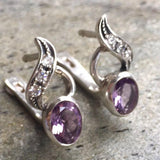 Amethyst Vintage Earrings - Natural Amethyst Earrings - Purple Gemstone Earrings