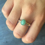 Emerald Ring, Natural Emerald, May Birthstone, 2 Carat Emerald, Promise Ring, Emerald Promise Ring, Hammered Band, Solid Silver, Pure Silver