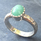 Emerald Ring, Natural Emerald, May Birthstone, 2 Carat Emerald, Promise Ring, Emerald Promise Ring, Hammered Band, Solid Silver, Pure Silver