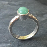 Emerald Ring, Natural Emerald, May Birthstone, 2 Carat Emerald, Promise Ring, Emerald Promise Ring, Hammered Band, Solid Silver, Pure Silver