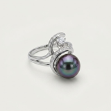 Artistic Black Pearl Ring - Genuine Black Pearl Ring - Statement Black Pearl Ring