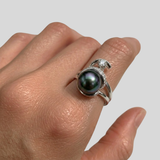Artistic Black Pearl Ring - Genuine Black Pearl Ring - Statement Black Pearl Ring