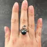 Artistic Black Pearl Ring - Genuine Black Pearl Ring - Statement Black Pearl Ring