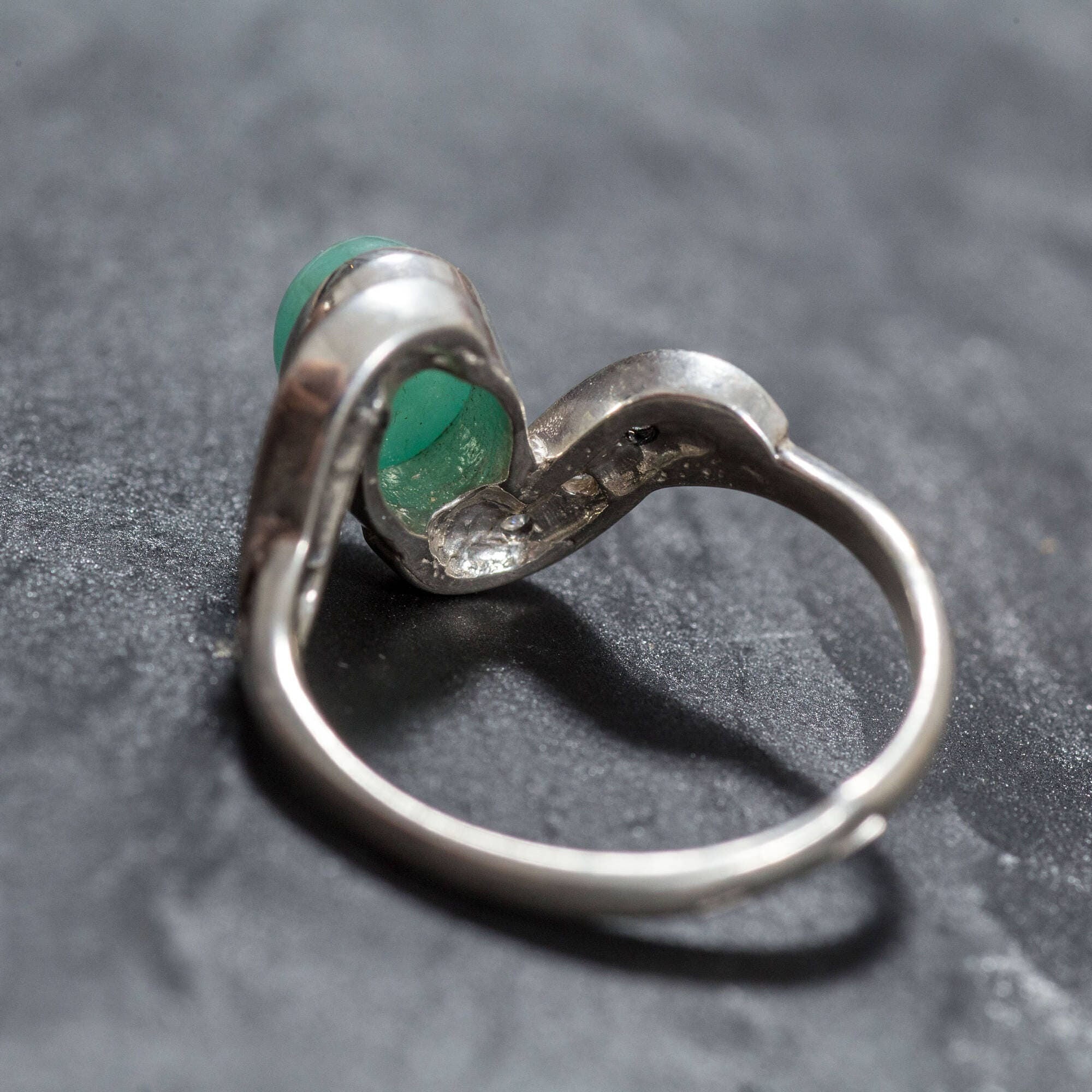 Emerald Ring, Natural Emerald, Vintage Rings, Vintage Emerald Ring, Emerald Green Ring, Antique Emerald Ring, Solid Silver Ring, Pure Silver