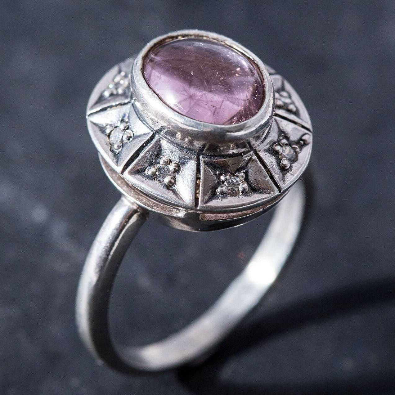 Bohemian Ring, Pink Tourmaline Ring, Natural Tourmaline, Vintage Ring, October Birthstone, Unique Design Ring, Solid Silver Ring, Tourmaline