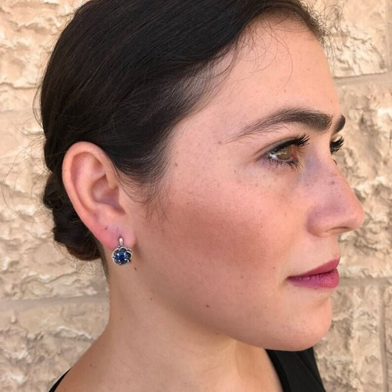 White Topaz Earrings, Natural White Topaz, December Birthstone, Flower Earrings, White Vintage Studs, Topaz Earrings, Silver Flower Studs