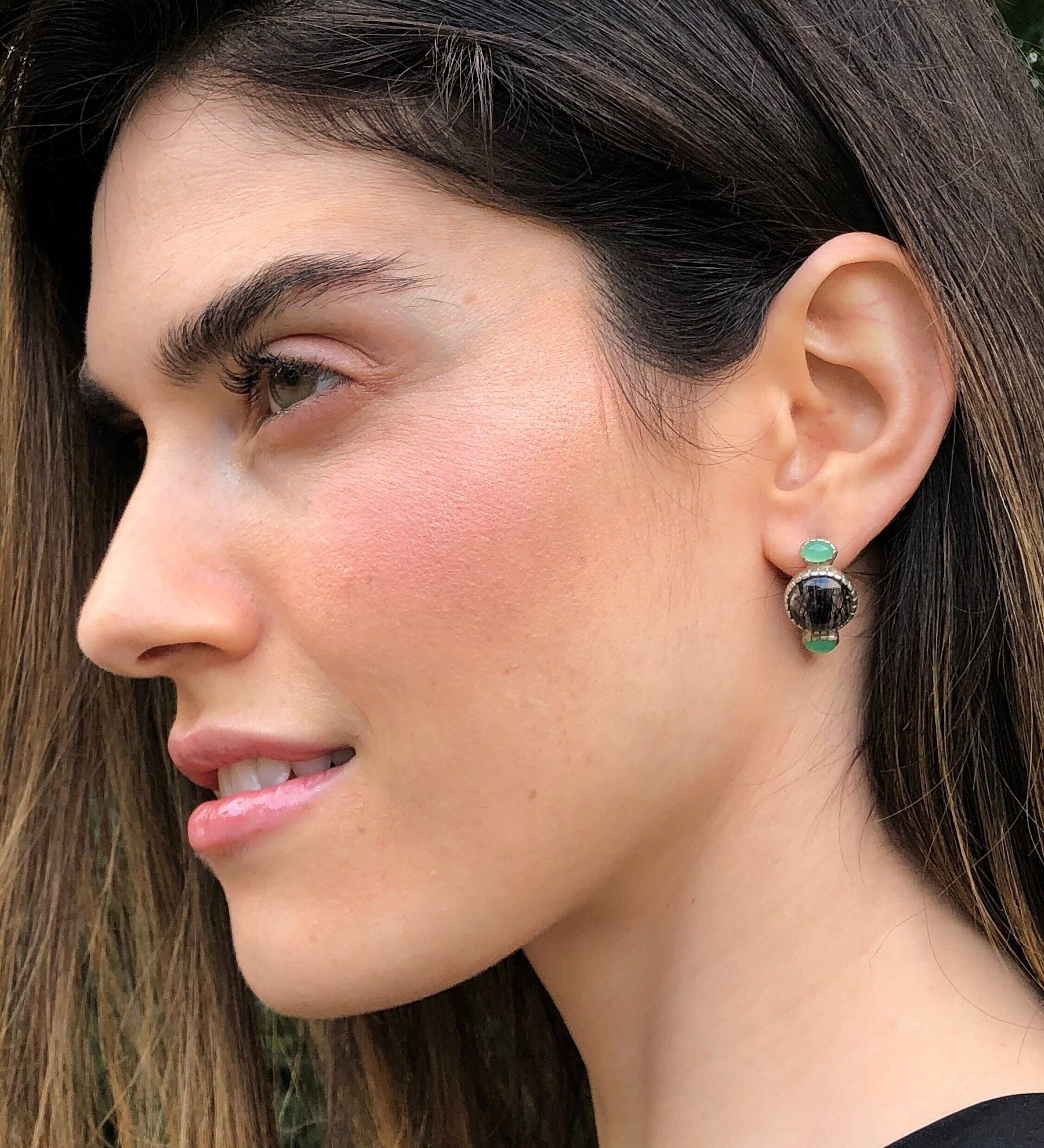 Elegant 925 Sterling Silver Natural Ruby Earrings in Three-Stone setting, perfect for July birthdays and special occasions.