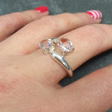 Morganite Ring - Pink Diamond Ring - Pink Bypass Ring