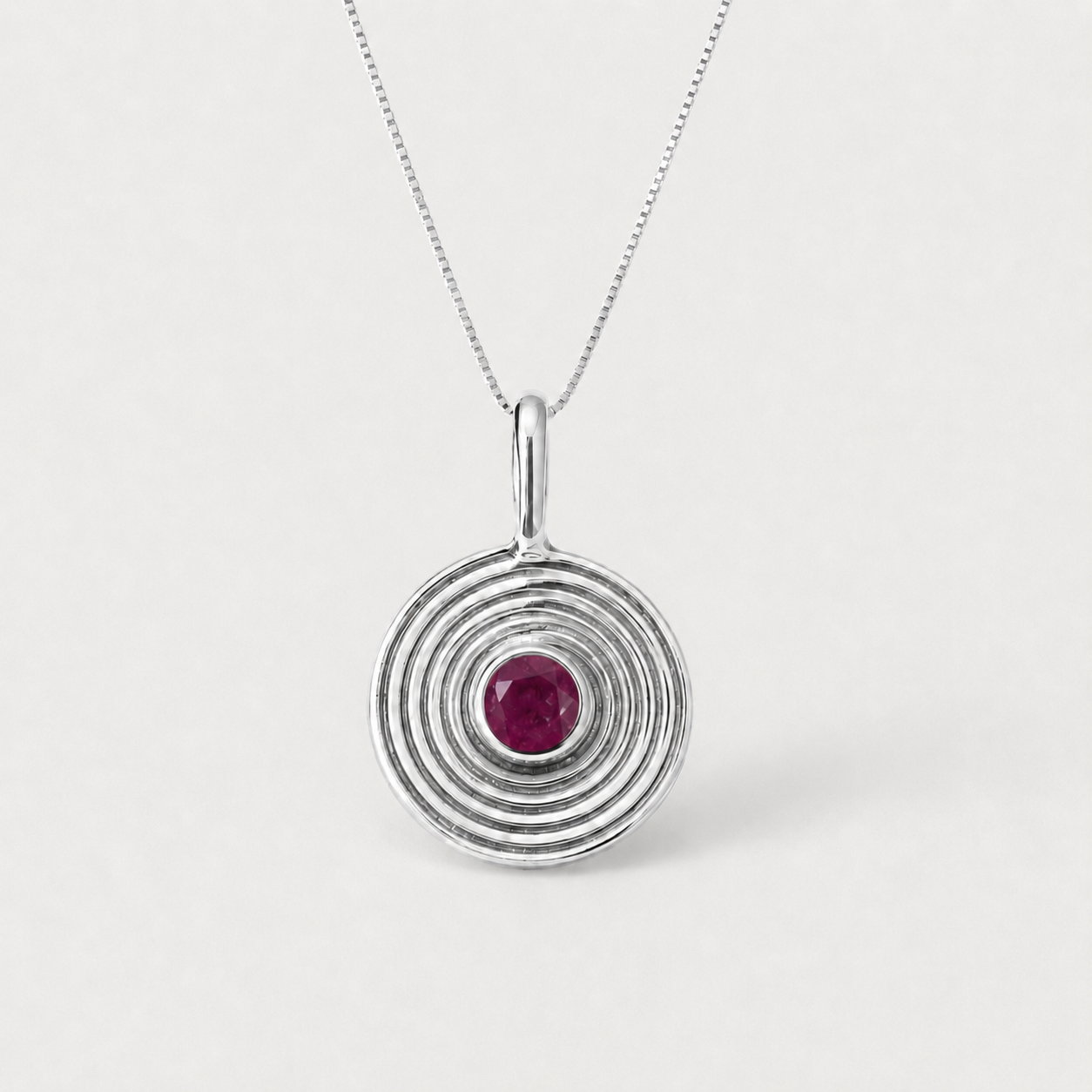 Natural Ruby Pendant made in 925 Sterling Silver with Round Natural Red Ruby in Bezel setting, July Birthstone gift idea, symbolizes nobility, purity, and passion, ideal for everyday wear and perfect for birthday gifting and special occasions.
