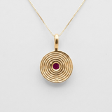 Bezel-set red ruby pendant in 18k gold vermeil on a fine chain, July birthstone and elegant everyday birthday gift