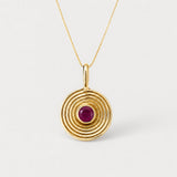 Natural Ruby Pendant made in 18k Gold Vermeil with Round Natural red Ruby in Bezel setting, July Birthstone gift idea, symbolizes nobility, purity, and passion, ideal for everyday wear and perfect for birthday gifting and special occasions.