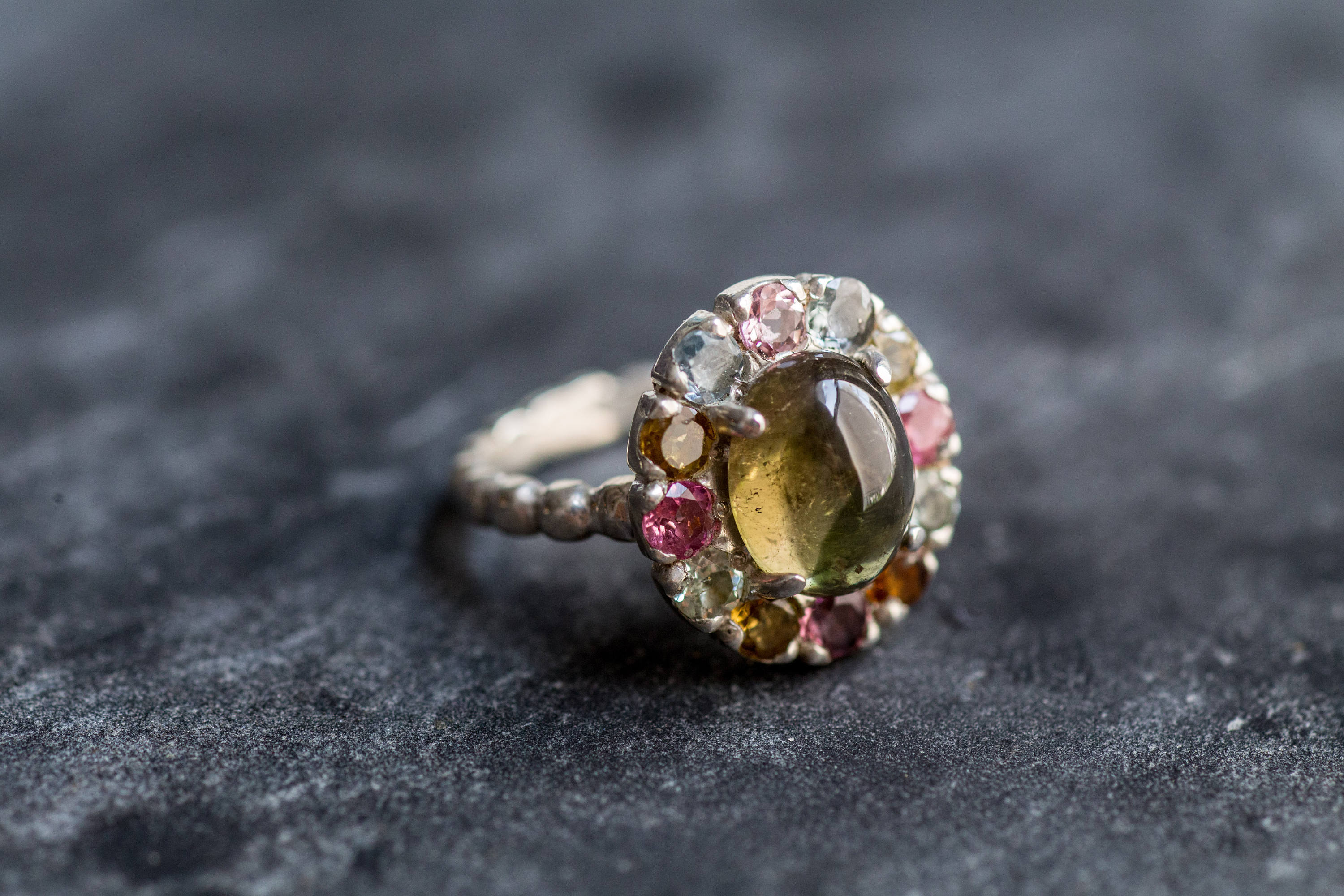 Tourmaline Ring, Natural Tourmaline, Yellow Tourmaline, Pink Tourmaline, October Birthstone, Birthstones, Vintage Rings, Solid Silver Ring