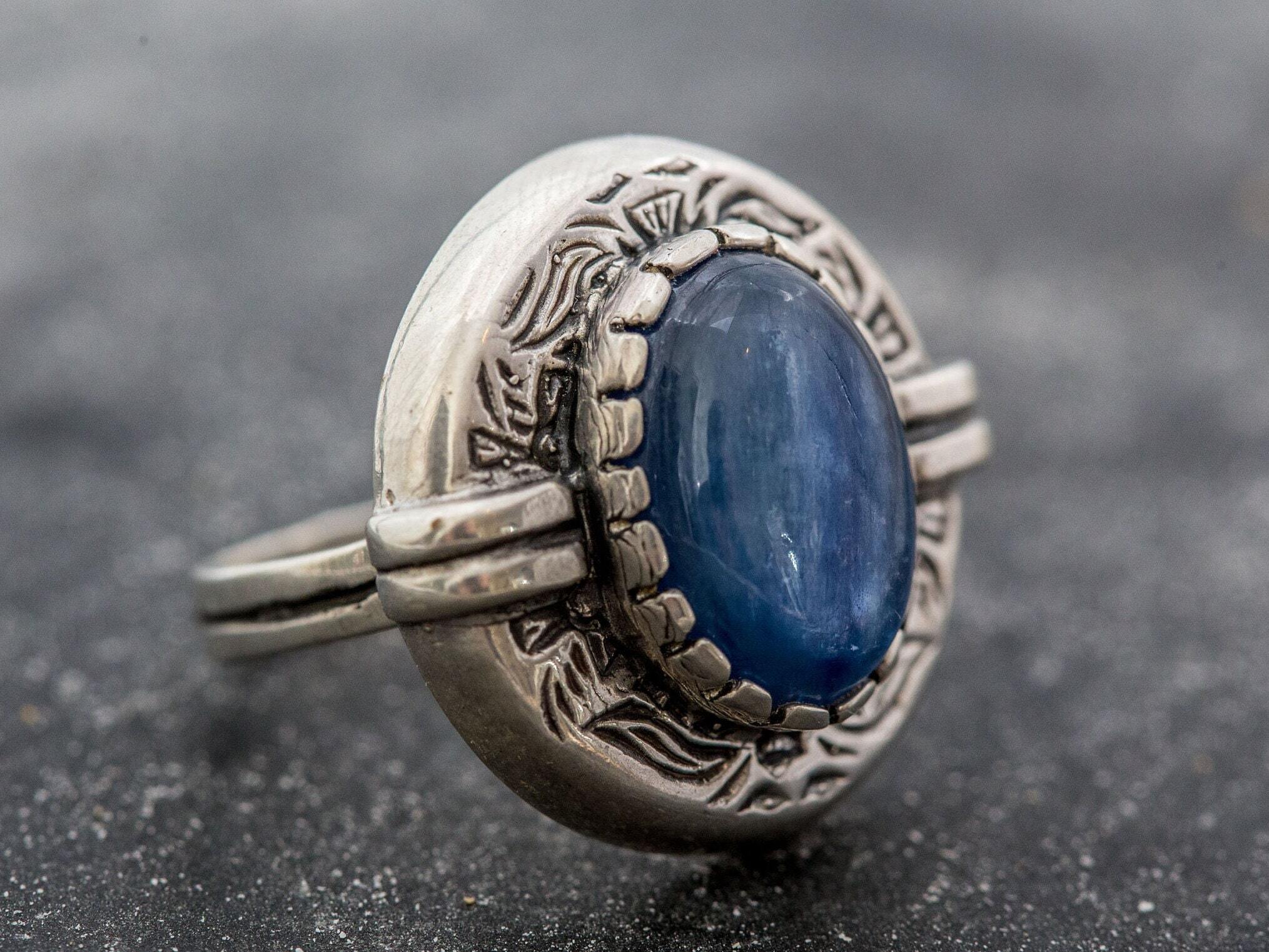 Egyptian Blue Ring, Blue Kyanite Ring, Natural Kyanite, Vintage Rings, Blue Kyanite, Egyptian Ring, Solid Silver Ring, Blue Ring, Kyanite