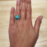 Turquoise Flower Ring - Emerald Victorian Ring - Sleeping Beauty Turquoise