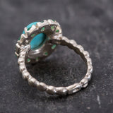 Turquoise Flower Ring - Emerald Victorian Ring - Sleeping Beauty Turquoise