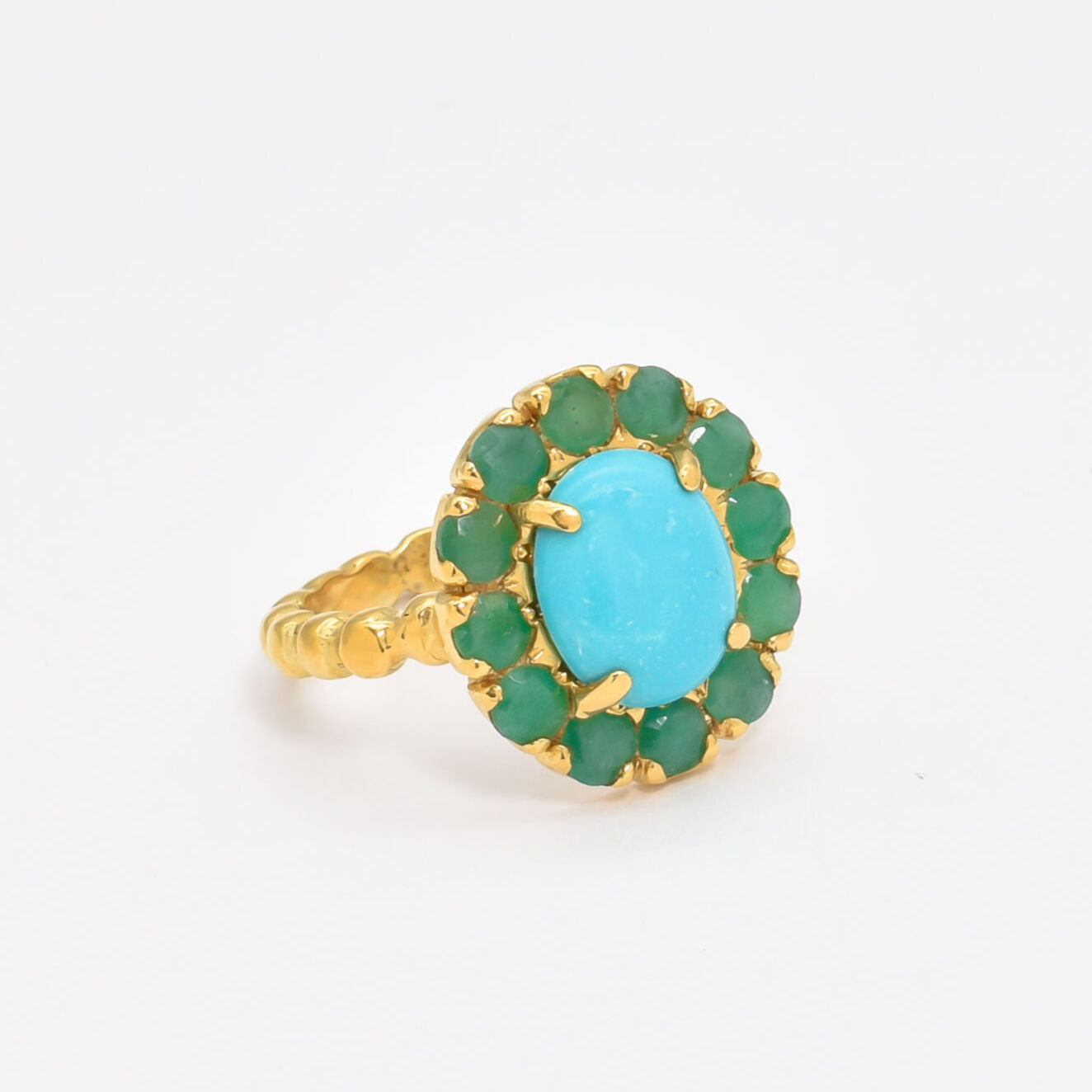 Victorian Ring, Natural Turquoise, Natural Emerald, Vintage Rings, Arizona Turquoise, December Birthstone, Solid Silver, Turquoise(1)