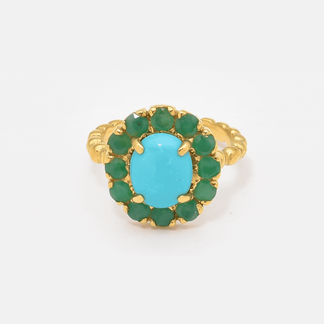 Victorian Ring, Natural Turquoise, Natural Emerald, Vintage Rings, Arizona Turquoise, December Birthstone, Solid Silver, Turquoise(1)