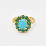 Victorian Ring, Natural Turquoise, Natural Emerald, Vintage Rings, Arizona Turquoise, December Birthstone, Solid Silver, Turquoise(1)