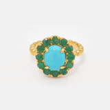Victorian Ring, Natural Turquoise, Natural Emerald, Vintage Rings, Arizona Turquoise, December Birthstone, Solid Silver, Turquoise(1)