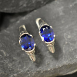 Blue Sapphire Earrings - Blue Stud Earrings - Tribal Sapphire Earrings