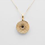 Gold Garnet Spiral Necklace, Red Coin Amulet Pendant, January Birthstone Gift