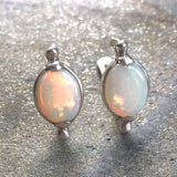 Bridal Opal Earrings - Natural Opal Earrings, Fire Opal Studs