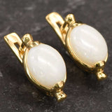 Fire Opal Earrings - Natural Opal Earrings - Vintage White Studs
