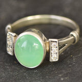 Green Engagement Ring - Natural Chrysoprase Ring, Vintage Ring