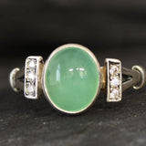 Green Engagement Ring - Natural Chrysoprase Ring, Vintage Ring