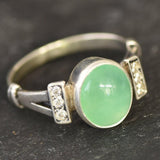 Green Engagement Ring - Natural Chrysoprase Ring, Vintage Ring