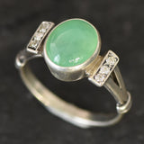 Green Engagement Ring - Natural Chrysoprase Ring, Vintage Ring