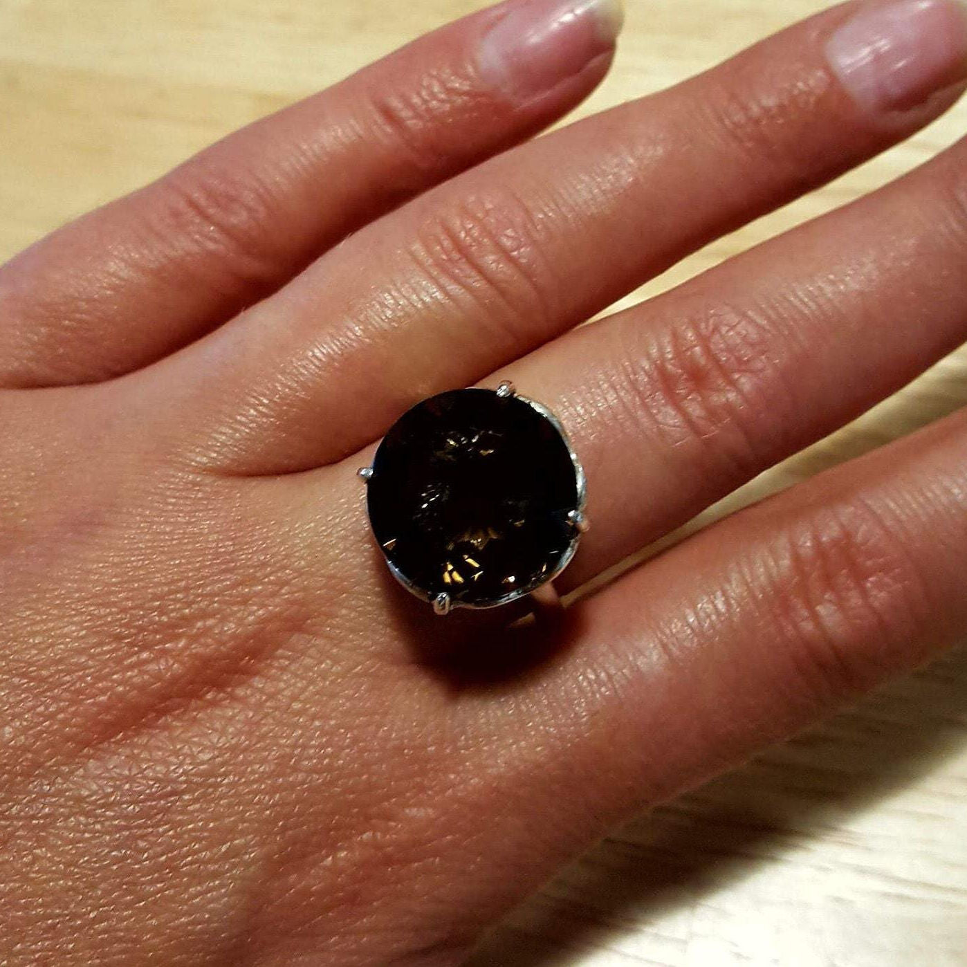 Large Topaz Ring, Smoky Topaz Ring, Natural Topaz, Scorpio Birthstone, Statement Ring, Topaz, Solid Silver Ring, Brown Topaz, Smoky Topaz