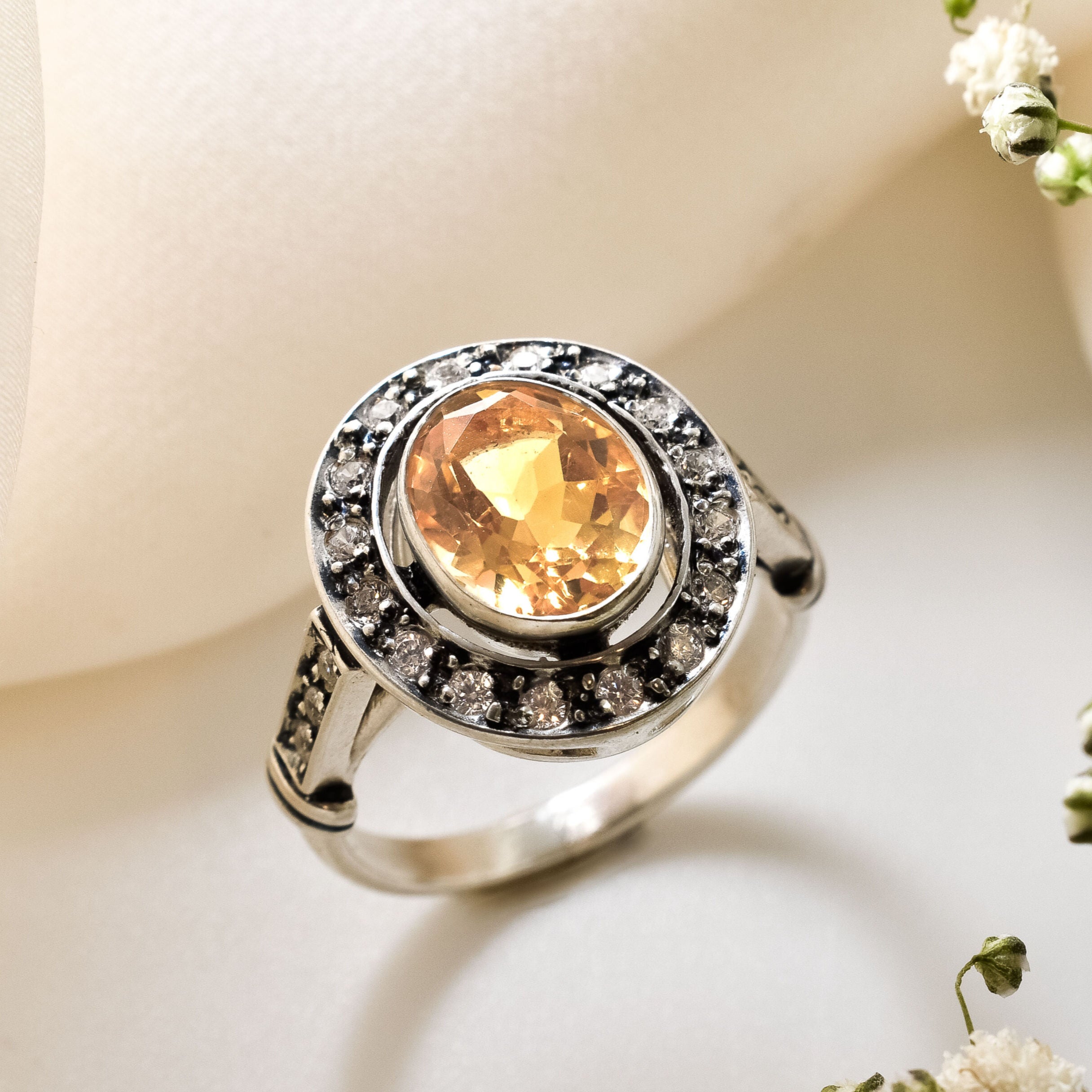 Citrine Ring, Natural Citrine, Antique Ring, November Birthstone, Vintage Ring, Antique Citrine Ring, Statement Ring, Sterling Silver Ring