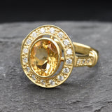 Vintage Citrine Gold Ring, Natural Citrine Ring, Oval Citrine Gold Ring