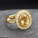 Vintage Citrine Gold Ring, Natural Citrine Ring, Oval Citrine Gold Ring