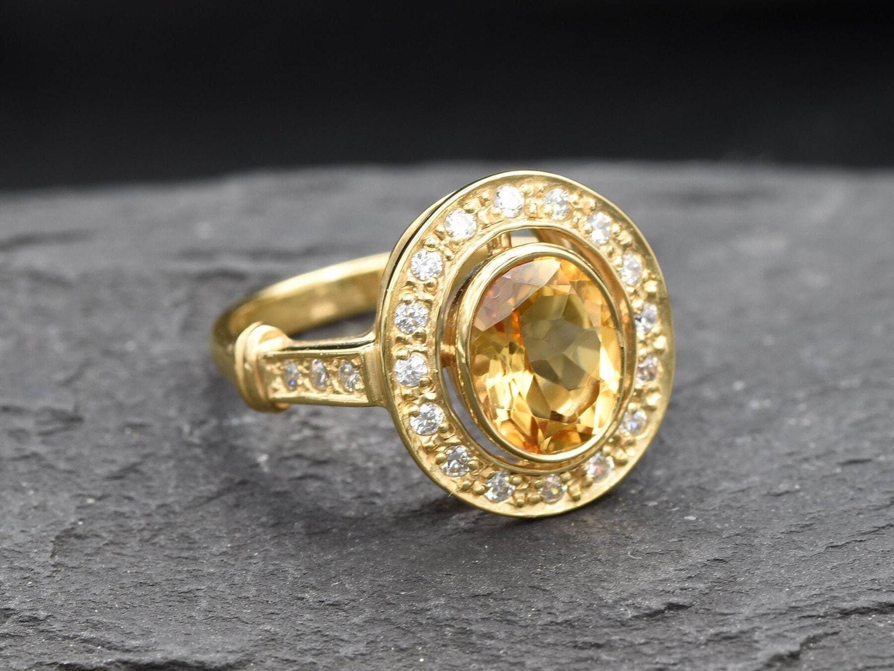 Citrine Ring, Natural Citrine, Antique Ring, November Birthstone, Vintage Ring, Antique Citrine Ring, Statement Ring, Sterling Silver Ring(1)