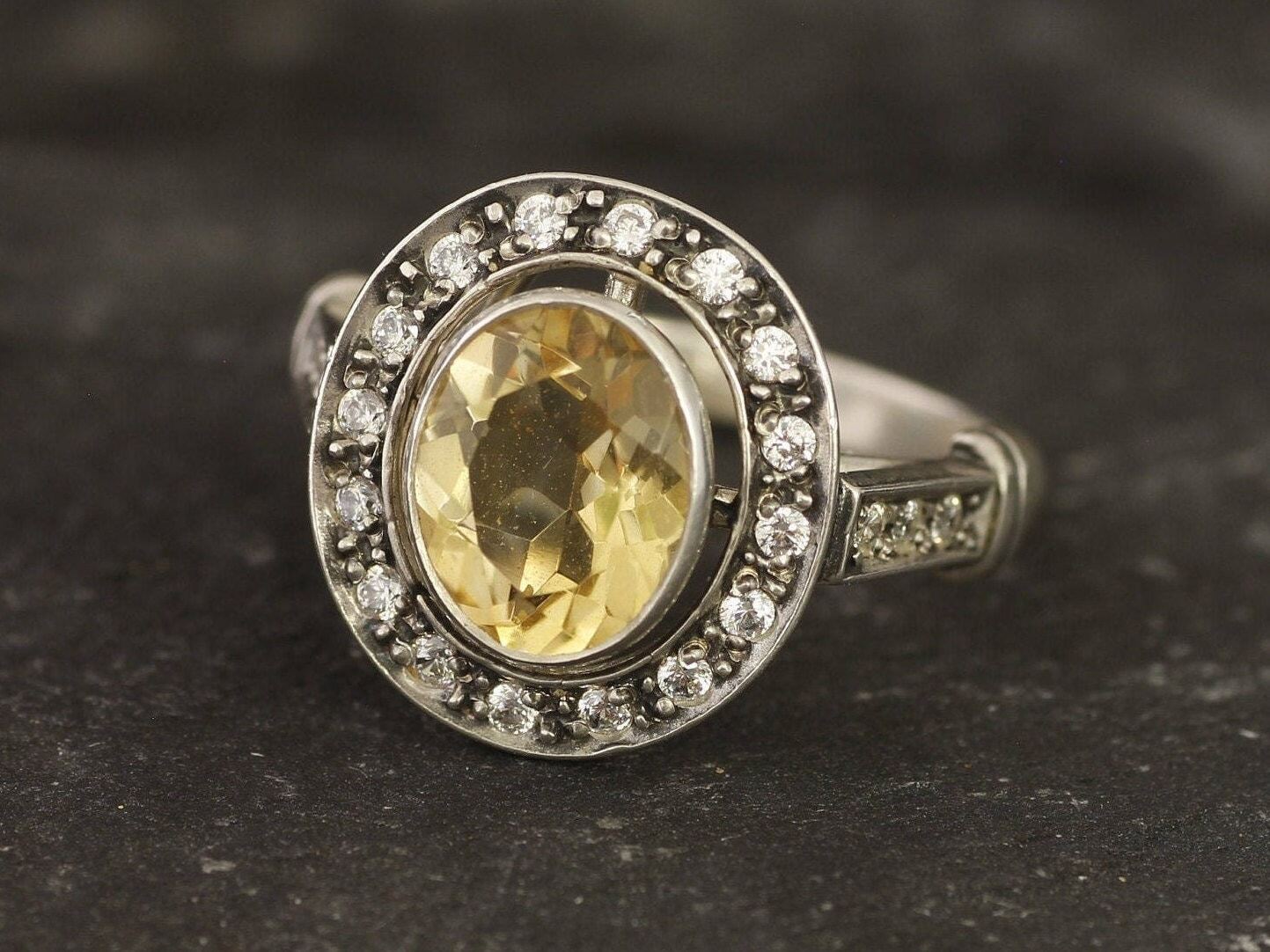 Citrine Ring, Natural Citrine, Antique Ring, November Birthstone, Vintage Ring, Antique Citrine Ring, Statement Ring, Sterling Silver Ring(2)