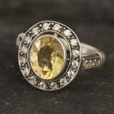 Vintage Citrine Gold Ring - Natural Citrine Ring - Oval Citrine Gold Ring