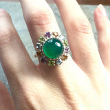 Flower Emerald Ring - Real Topaz Ring - Vintage Victorian Ring