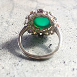 Flower Emerald Ring - Real Topaz Ring - Vintage Victorian Ring