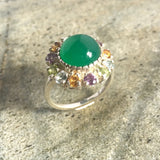 Flower Emerald Ring - Real Topaz Ring - Vintage Victorian Ring